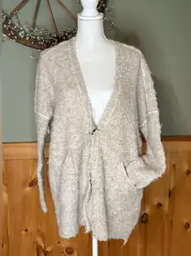 Free People Boucle Slouch Cardi (Cardigan) two pockets three big snaps oversized