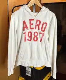 Aeropostale Cotton Blend Aero 1987 Coral Crackle Lettering Waffle Hood Size XL