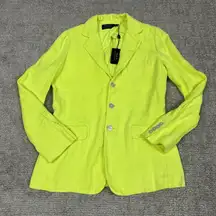 Polo Ralph Lauren Blazer Jacket Womens 4 Neon Citrus Yellow Linen Bright New
