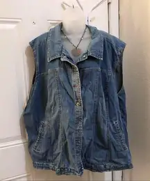 “JL” Studio streetwear baggy oversize denim sleeveless vest jacket Size 26W
