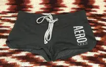 Y2K 2000s Aeropostale Coquette Micro Mini Baddie Hot Pants Low Rise Booty Shorts #aero #bimbo subversive #acubi #cyber #punk grunge mcbling black grey Size XS-Measurement in pics