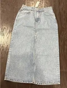 The Drop Dixon Womens Size Medium Indigo Denim Jean Skirt Front Slit Preppy NEW