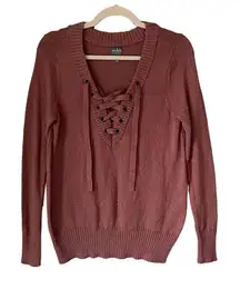 S2 Boho Mauve Lace Up Sweater Size‎ XS