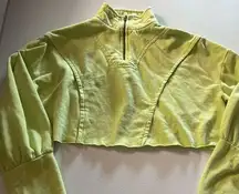 Urban Outfitters Out From Under Green Vera Half Zip Cropped Sweatshirt Sz Small