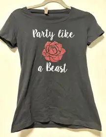 IDEAL Women's Graphic "PARTY LIKE A BEAST" Short Sleeve Top Size Small