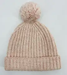 J.Crew Wool Blush Pink/White Pom Pom Beanie OS