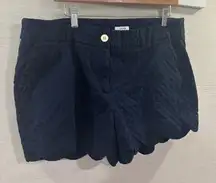 Crown & Ivy‎ Women's Textured Scalloped Shorts Shelby Navy Blue Sz 16