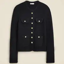 J.Crew Textured Sweater Lady Jacket Wool Alpaca Blend Preppy Black Medium NWT