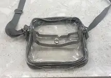 Clear concert/Gameday bag with gray trim and strap