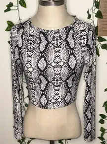 Windsor Snake Skin Print Longsleeve Crop Top