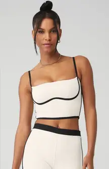 Alo Yoga NWT Airbrush Streamline Bra Tank Top Ivory Black Size S