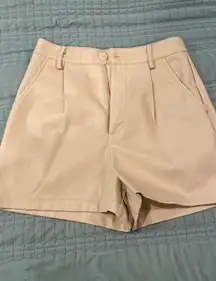 cream leather shorts