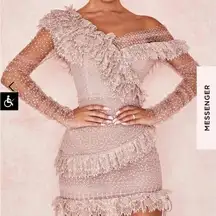 House Of CB Sorrel Tulle Asymmetric Mini Dress Blush XS NWOT