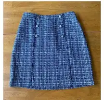 Talbots  Blue Lined American Tweed A Line Zip Midi Casual Office Skirt , Size XS