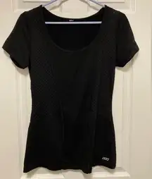 Lorna Jane 000 Women's Black Athletic Short Sleeve Top