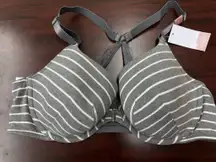 NWT Cacique Lightly Lined T-Shirt Stripe Bra Front Closure Size 42C