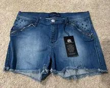 NWT Rock Republic Pixie Star Studded Pocket Raw Hem Jean Shorts Women's Size 12