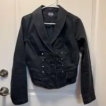 Converse Y2K Washed Black Denim One Star  Jean Jacket Women’s Cropped Snap Front