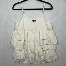 Who Whar Wear Ruffle Tiered Ivory White Spaghetti Strap Tank Top Size Small