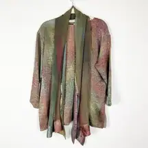 Kay Chapman M 100% Silk Multicolor Abstract Print‎ Tunic & Scarf Set Art to Wear