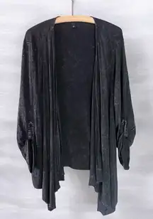 Torrid Black Open Front Waterfall Shrug  Long Sleeve Stretch Wrap Women’s 2/18