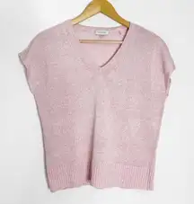 Kinross 100% Linen V-Neck Sweater Vest Short Sleeve Top Light Pink Size Small