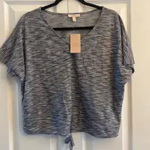 Como‎ Vintage Womens Large Heather Gray Tie Front Dolman Sleeve NEW