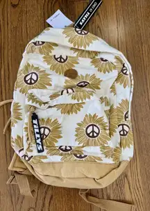 BNWT O'Neill Sunflower & Peace Sign Canvas Backpack With Adjustable Straps
