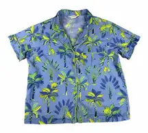 Printfresh Anthropologie Womens Pajama Top Royal Palms Size S Small