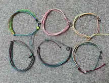 Pura Vida Bundle of 6 Wax Coated String Bracelets Adjustable Sizing Costa Rica