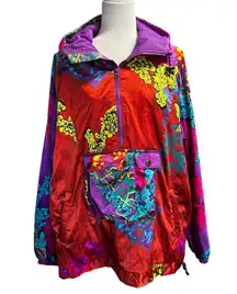 Vintage OBERMEYER Neon Floral Ski/Snowboard Anorak Jacket Size Medium