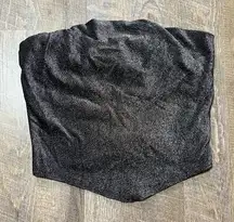 2000s Y2k Sparkle Black Gray Handkerchief Tube Top Womens Size Small‎