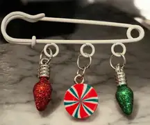 Festive Safety Pin with Glitter Charms