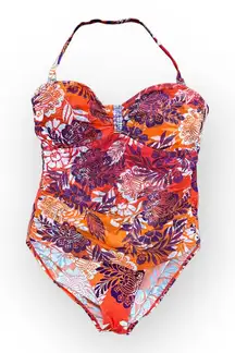 Jaclyn Smith Halter Swimsuit Red Purple Beaded NWOT ‎ Size 14