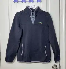 NWOT L.L. Bean women’s dark gray quarter button‎ neck pocket knit jacket small