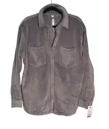 Apana Women's Corduroy Long Sleeve Snap Down Shirt Jacket - Shacket Medium Gray