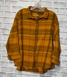Prana Mustard and Brown‎ Plaid Shirt