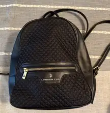 London Fog Quilted Black Backpack