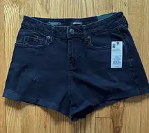 Wild Fable Black Denim High-Rise Rolled Cuff Distressed Shorts Size 6 NWT