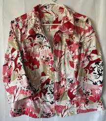 Christopher&Banks‎ women's PXL jacket style Floral full zip 3/4 sleeves Boho