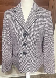 KASPER 3-Button Suit Jacket Career Blazer Size 6 pink black micro dot classic