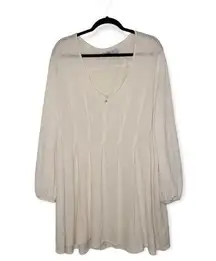 Free People  BEACH Ivory short dress long sleeve size M