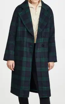 Avec Les Filles Wool Blend Green Plaid Tartan Raglan pea Coat Classic style XL