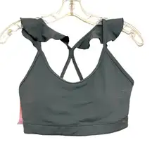 NWT Joy Lab Sports Bra Size XS Ruffle Strap Racerback Storm Gray‎ Stretch Active
