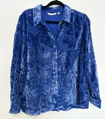 Soft surrounding blouse button down collared paisley print crushed velvet  PXL
