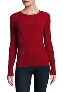 Cinq a Sept Pullover Ribbed Sweater Pomegranate Ruby Red Medium Cinq à Sept