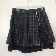 Korean style black plaid cool skirt