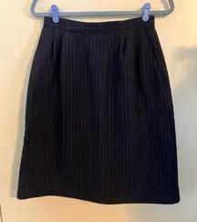 Vtg Plum Tree Womens Skirt Navy Blue Striped Wool Blend Pencil Sz 11/12