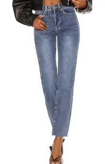 REVOLVE Superdown Straight Jeans Faded Wash Size 28 Raw Hem - READ‎