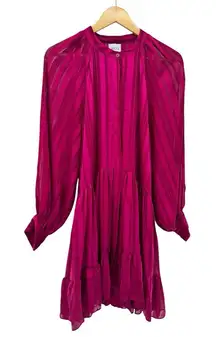 MISA Los Angeles Lara‎ Mini Dress Solid Stripe Fuschia Pink Size Small Pockets